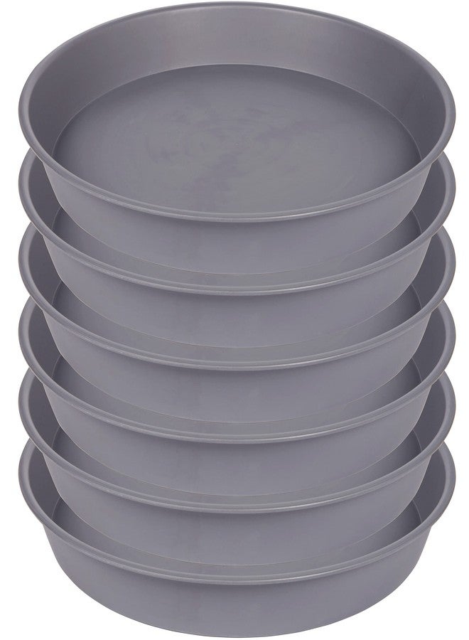 Bleuhome 6 Pack Planter Saucer Tray Gray, 4 6 8 10 12 13 15 17 19 inch Pot Saucers, Heavy Duty Plastic Plant Saucers for Indoors, Plant Drip Tray, Plant Trays for pots Planter (6 inch, Cement) - Image 1