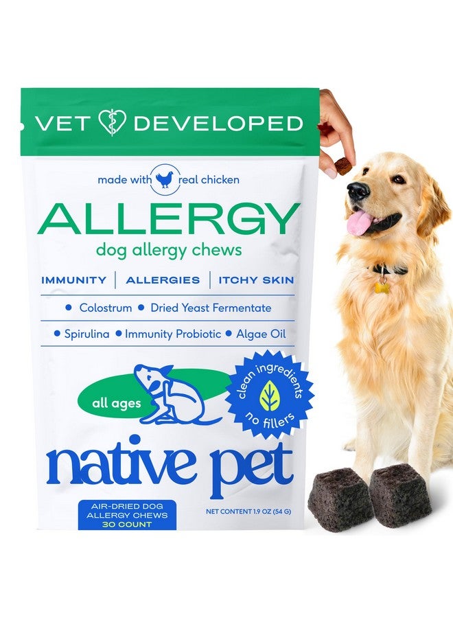 Native Pet Dog Allergy Chews - Dog Allergy Relief with Probiotics and Colostrum for Itchy Skin Relief to Support Seasonal Allergy and Healthy Immune System - All Natural Anti-Histamine - 30 Chews - Image 1