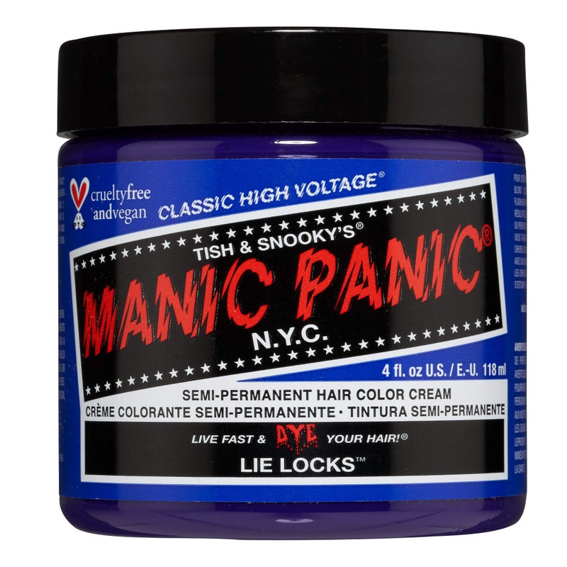 MANIC PANIC Classic Lie Locks Semi Permanent Hair Color - Medium Indigo Purple Hair Dye for Women & Men That Lasts 4-6 Weeks - Vegan, Ammonia & Cruelty-Free - Create & Mix Custom Shades (4oz) - Image 1