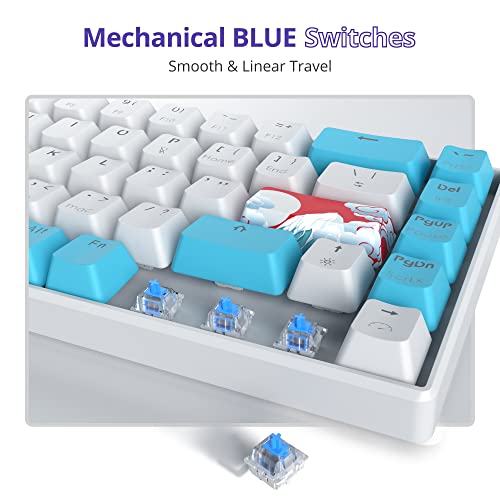Owpkeenthy Wired 65% Mechanical Gaming Keyboard with Blue Switch 60% Ultra Compact RGB Gaming Keyboard Backlit Keys N-Key Rollover for PC PS5 Xbox(Blue/ 68 Blue Switch) - Image 2