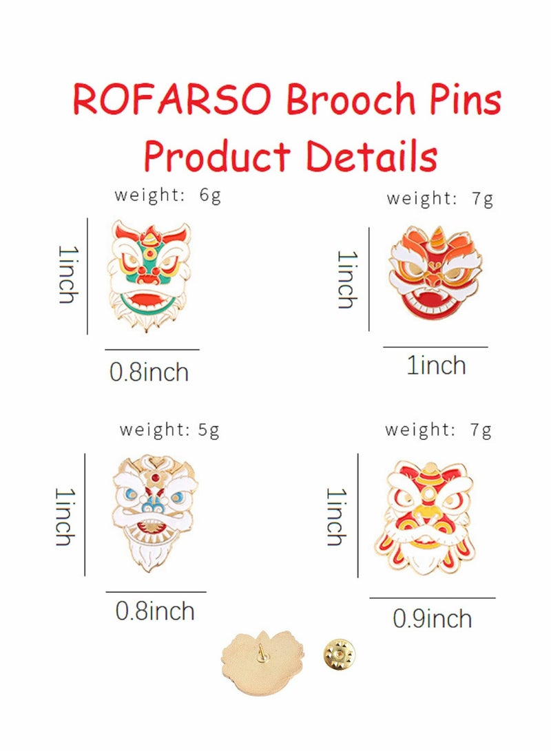 Chinese Lion Dance Enamel Pin Set for Kids Gift Cute Backpack Accessories 4 Pieces - Image 2