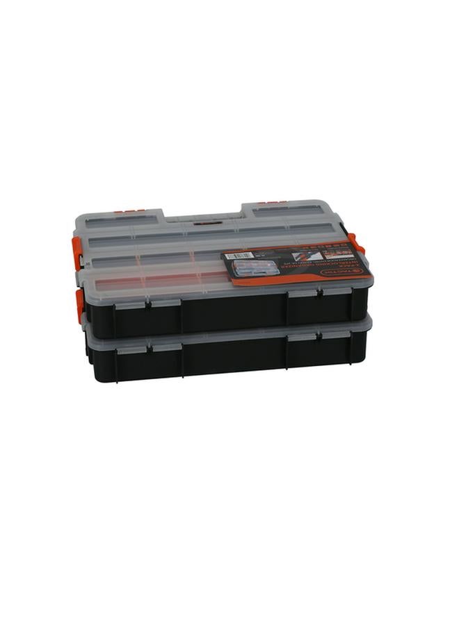 Tactix 2-Piece Multi-Compartment Interlocking Tool Organisers with Removable Separators Black and Orange - Image 5