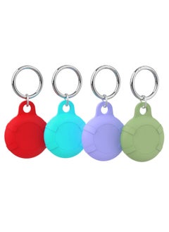 Suitable For Apple Waterproof AirTag Tracker Anti-lost Device Locator Protective Cover Airtag Protective Case-Color:(red*mint Green*light Purple*matcha Green) Small Ring*4+large Round Buckle*4-Applicable Models:Airtag Waterproof Keychain Protective Cover