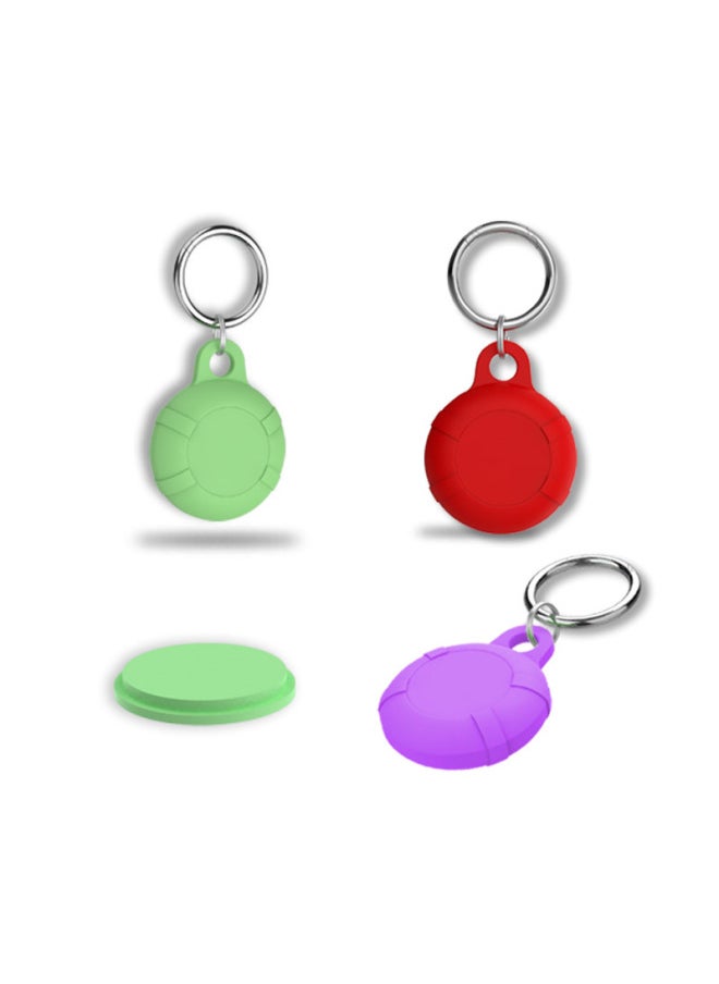 Generic - Suitable For Apple Waterproof AirTag Tracker Anti-lost Device Locator Protective Cover Airtag Protective Case-Color:(red*mint Green*light Purple*matcha Green) Small Ring*4+large Round Buckle*4-Applicable Models:Airtag Waterproof Keychain Protective Cover - Image 1