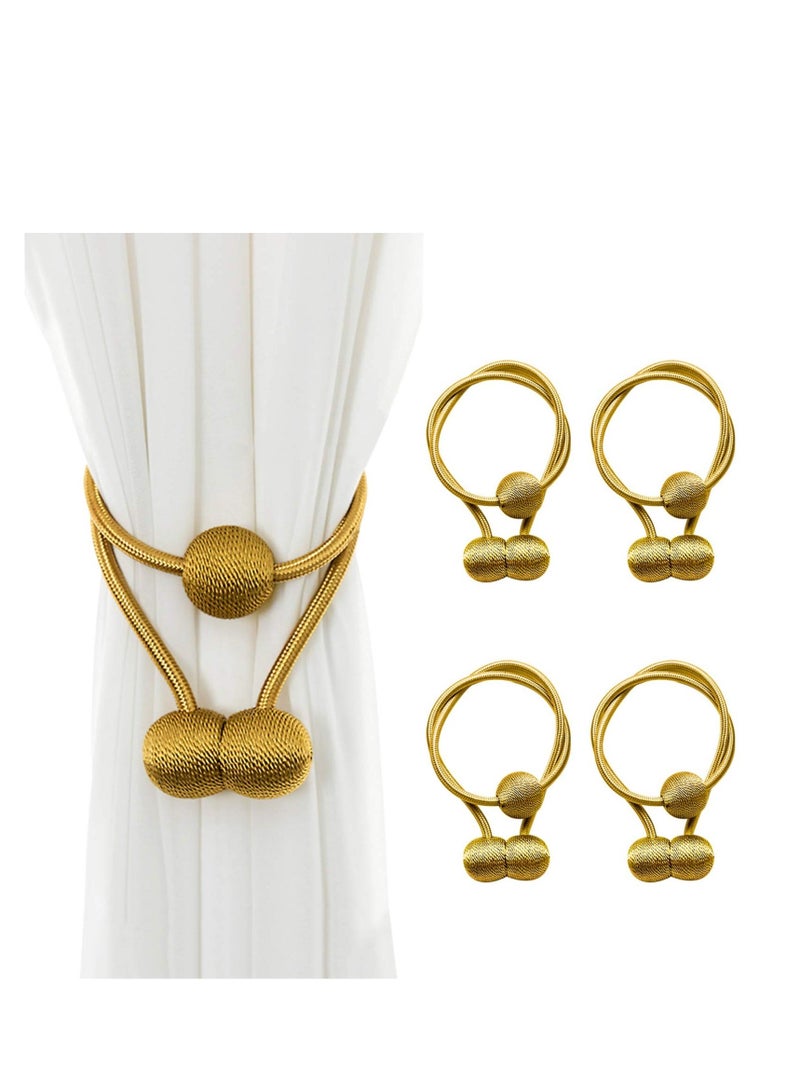 Captaintech Magnetic Curtain Holdbacks Decorative Curtain Tiebacks for Drapes 4 Pack Gold - Image 1