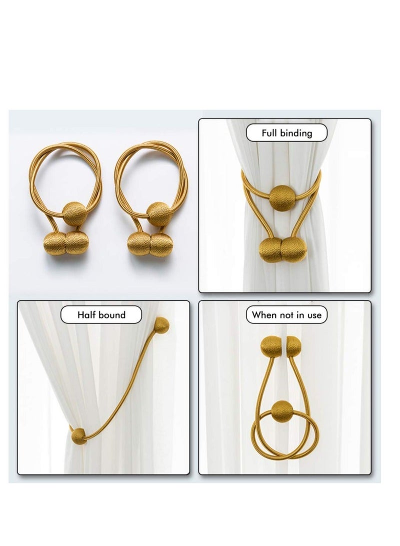 Captaintech Magnetic Curtain Holdbacks Decorative Curtain Tiebacks for Drapes 4 Pack Gold - Image 2