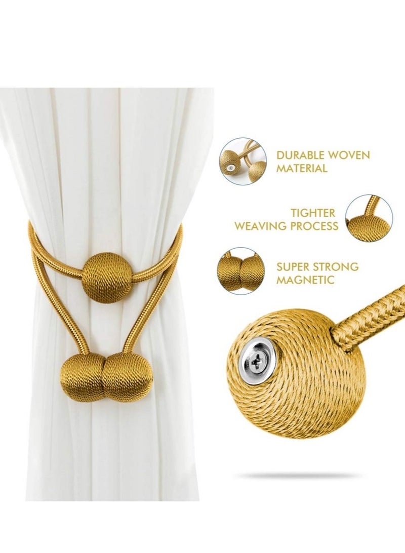 Captaintech Magnetic Curtain Holdbacks Decorative Curtain Tiebacks for Drapes 4 Pack Gold - Image 5