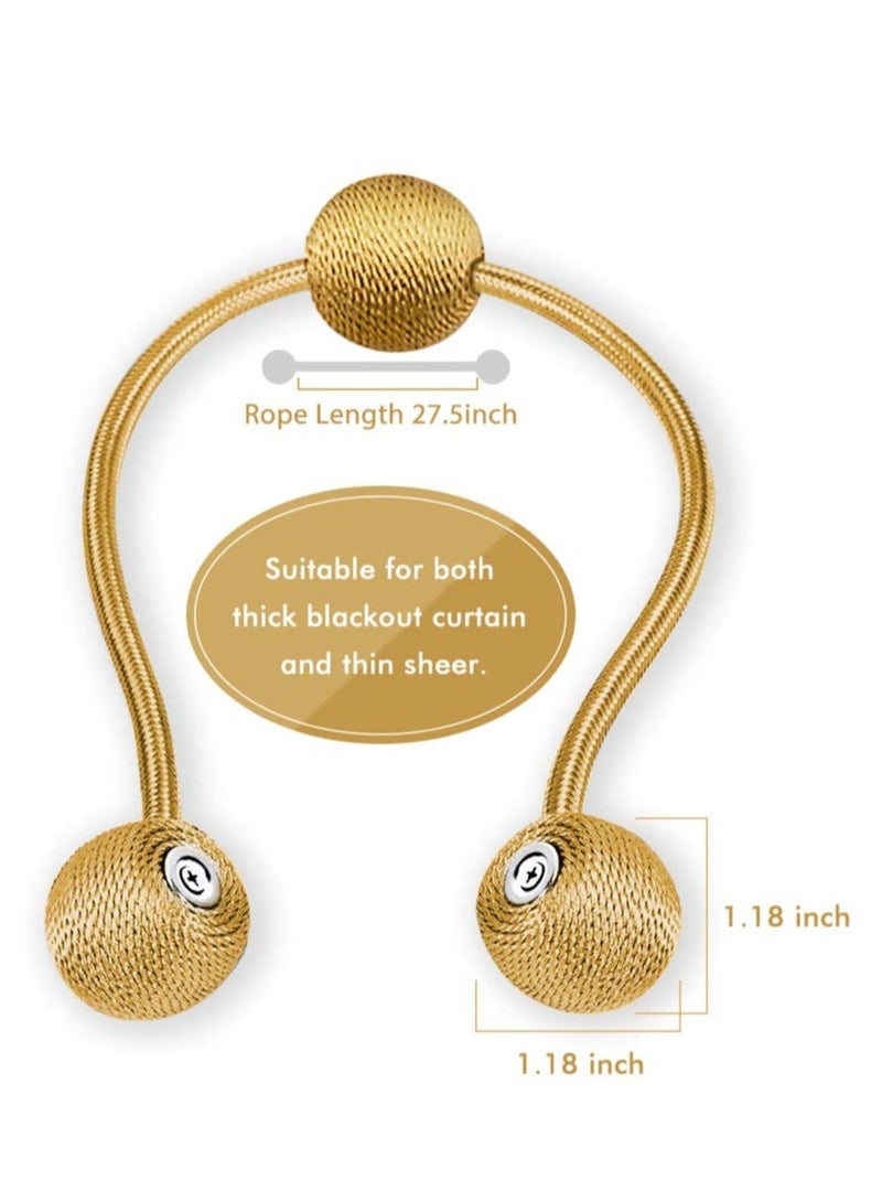 Captaintech Magnetic Curtain Holdbacks Decorative Curtain Tiebacks for Drapes 4 Pack Gold - Image 3