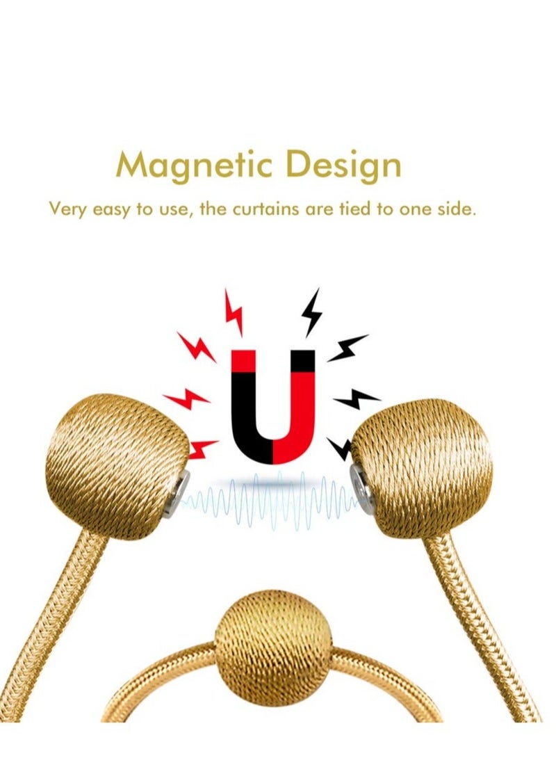 Captaintech Magnetic Curtain Holdbacks Decorative Curtain Tiebacks for Drapes 4 Pack Gold - Image 4