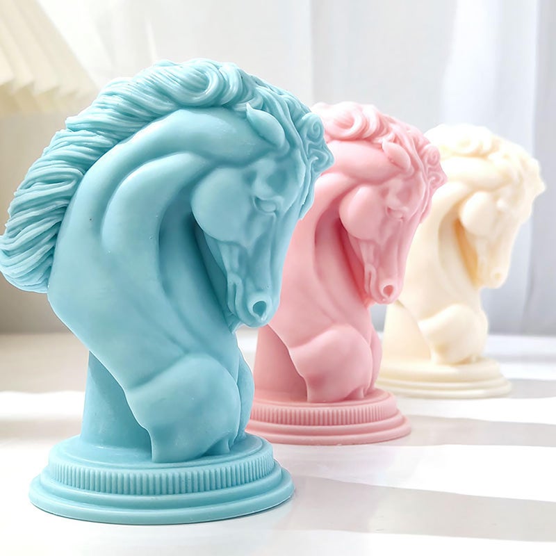ESEENS Horse Head Molds Horse Candle Resin Mold - Resin Casting Silicone Molds for Home Decor & Candle Making Wave Spiral Mold - Image 1
