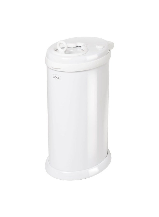 Ubbi Steel Diaper Pail, Odor Locking, No Special Bag Required, Award-Winning, Registry Must-Have, White - Image 1