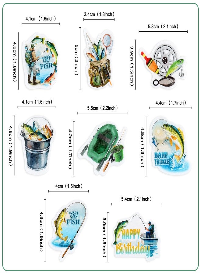 Ercadio 40 Edible Fishing Cupcake Toppers Picks Fishing Birthday Party Cake Decorations for Kids Boys Gone Fish Cake Drink Toppers Baby Shower Party Summer Outdoor Fishing Party Cake Decor - Image 2