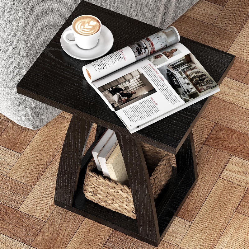 FROMJBEST End Tables Living Room, Side Table Beside Sofa, Nightstand for Bedroom, Couch Side Table with Shelf, Modern End Table for Living Room, Black End Table - Image 4