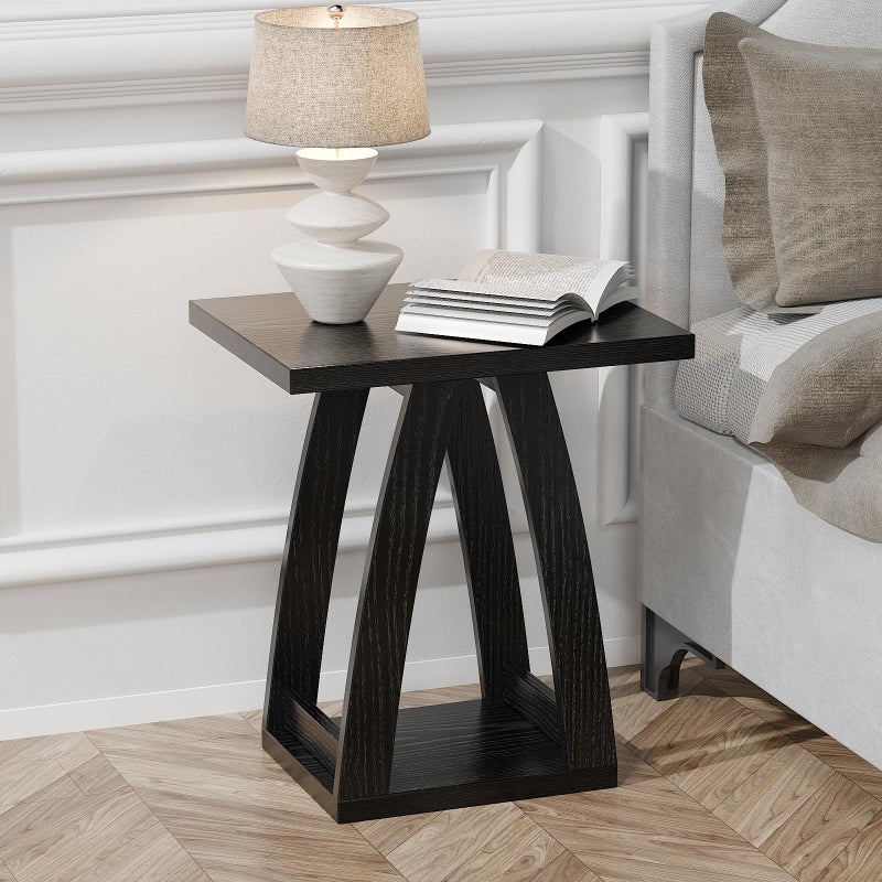 FROMJBEST End Tables Living Room, Side Table Beside Sofa, Nightstand for Bedroom, Couch Side Table with Shelf, Modern End Table for Living Room, Black End Table - Image 5
