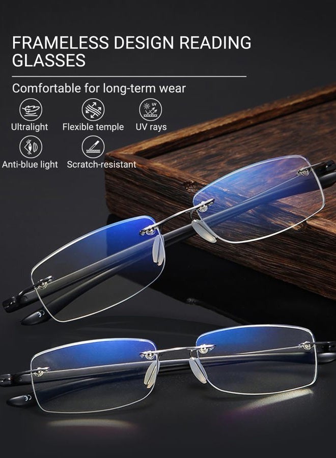 TERAISE 2-Pack Rimless Reading Glasses for Men Women, Enjoy Wider Vision Blue Light Blocking Reading Glasses with Sturdy Lens,Ultralight Computer Reader Reduce Eye Strain(3.0X) - Image 4