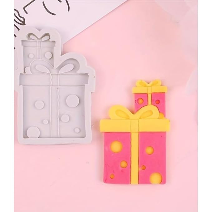HUSAINI MART Bear Heart Silicone Gift Box Shape Silicone Mould Sugarcraft Mold Resin Tools Chocolate Christmas Present Box Mold Cake Decoration Gummy Jelly Sugar Craft Gum Paste Cookie Pack of 2