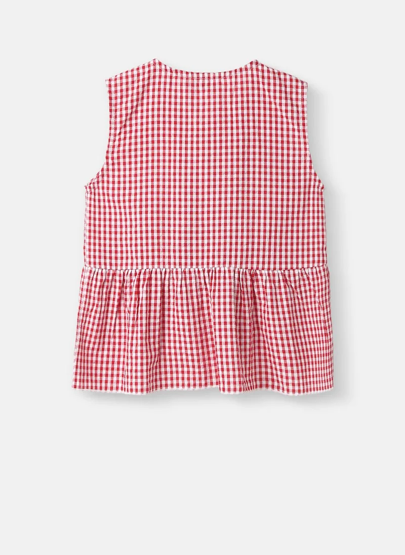 Nautinati Girls’ Cotton Top and Pants Set |Gingham Asymmetric Clothing Set | Frill Crop Top |2-10 Years