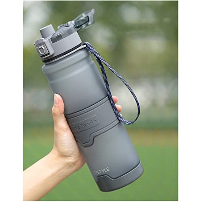 Tycom 1L Leak-Proof Water Bottle, BPA-Free Tritan Gym Bottle with Protein Shaker, Flip Top Lid & Removable Strainer