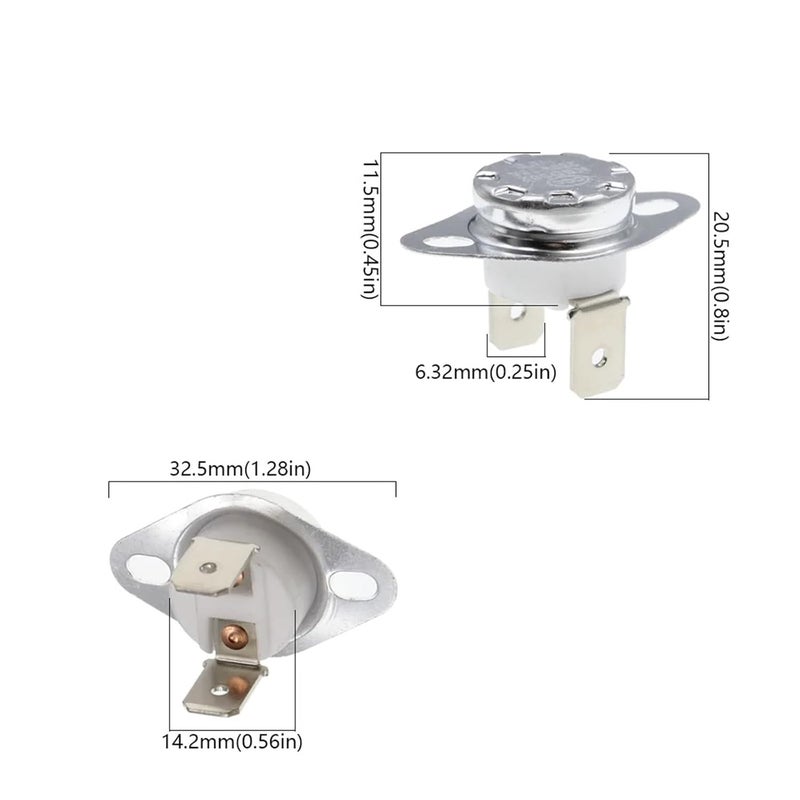 Normally Open KSD302 16A 250V 40-180 Degree Ceramic KSD301 Closed Temperature Switch Thermostat 45 55 60 65 70 75 80 85 1Pcs(Normally Open,125C) - Image 3