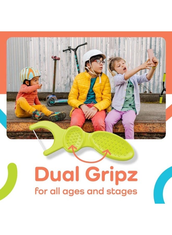 Plackers, Kid's Dual Gripz, Dental Flossers with Fluoride, Fruit Smoothie Swirl, 75 Count - Image 3