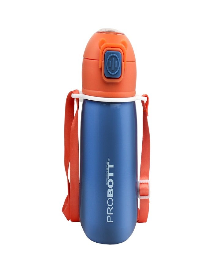 Probott Cutie 500ml Stainless Steel Hot & Cold Water Bottle for 3-5yrs Kids, Blue | Double Walled Vacuum Flask | Sipper Bottle with Straw & Strap for School | Perfect for Toddlers | Leak Proof - Image 1
