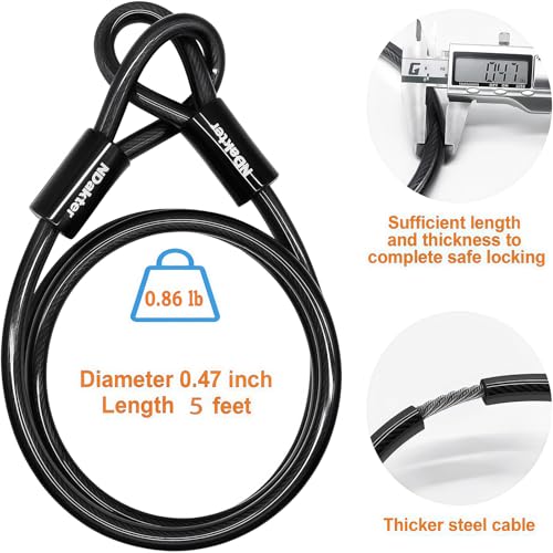 NDakter Bike Locks Heavy Duty Anti Theft, Combo Bike U Lock, 4-Digit Resettable Combination Bicycle Lock, Large U Shaped Ebike Lock with 5Ft Steel Cable for Electric Bike, Escooter, Motorcycle,Door - Image 5