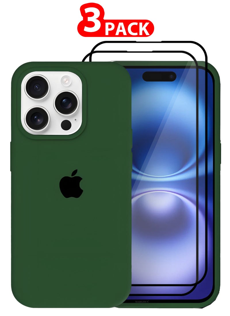 CATANES - (for iPhone 16 Pro) 3 Pack Case and 2 Screen Protectors, Slim Silicone Case, Full Covered Anti Scratch Shockproof Protective Cover - Image 1