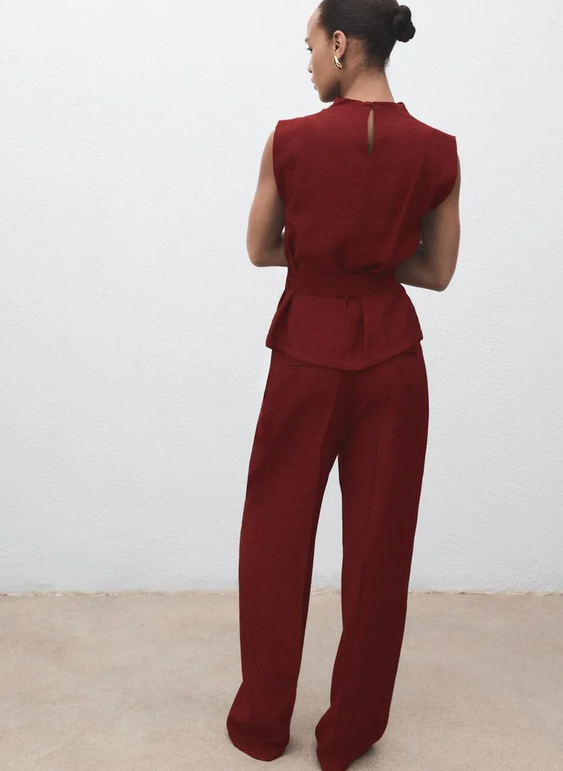 MANGO Blouse with draped neck and belt