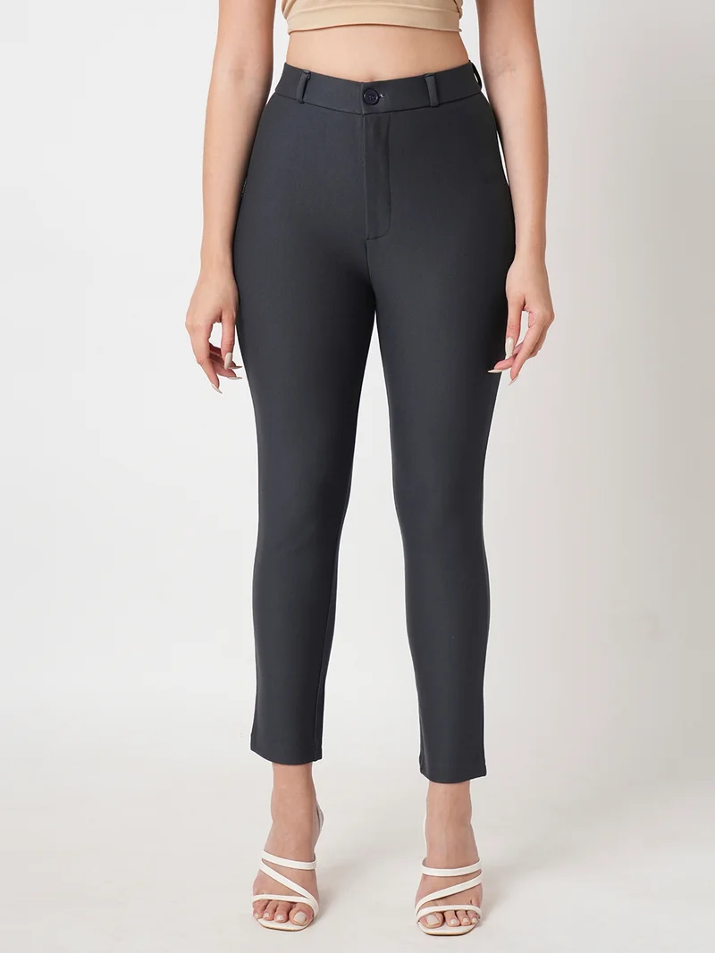 globus Globus Women Skinny Fit High-Rise Stretchable Workwear Trousers