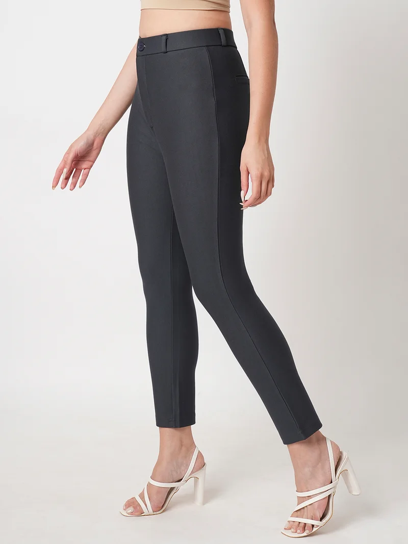 globus Globus Women Skinny Fit High-Rise Stretchable Workwear Trousers