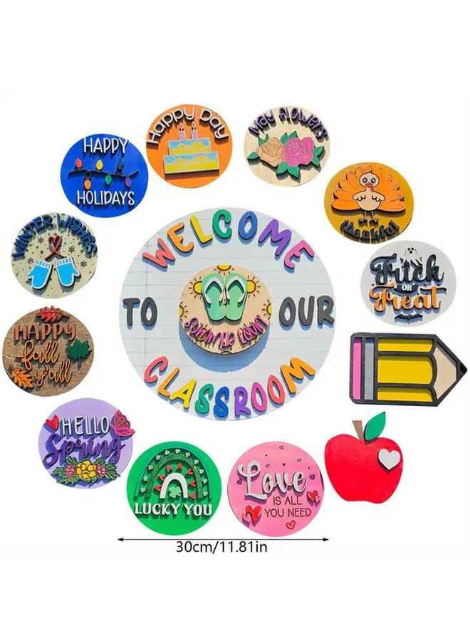 13pcs Replaceable Letters Wooden Welcome Sign for Classroom Entryways - Image 3