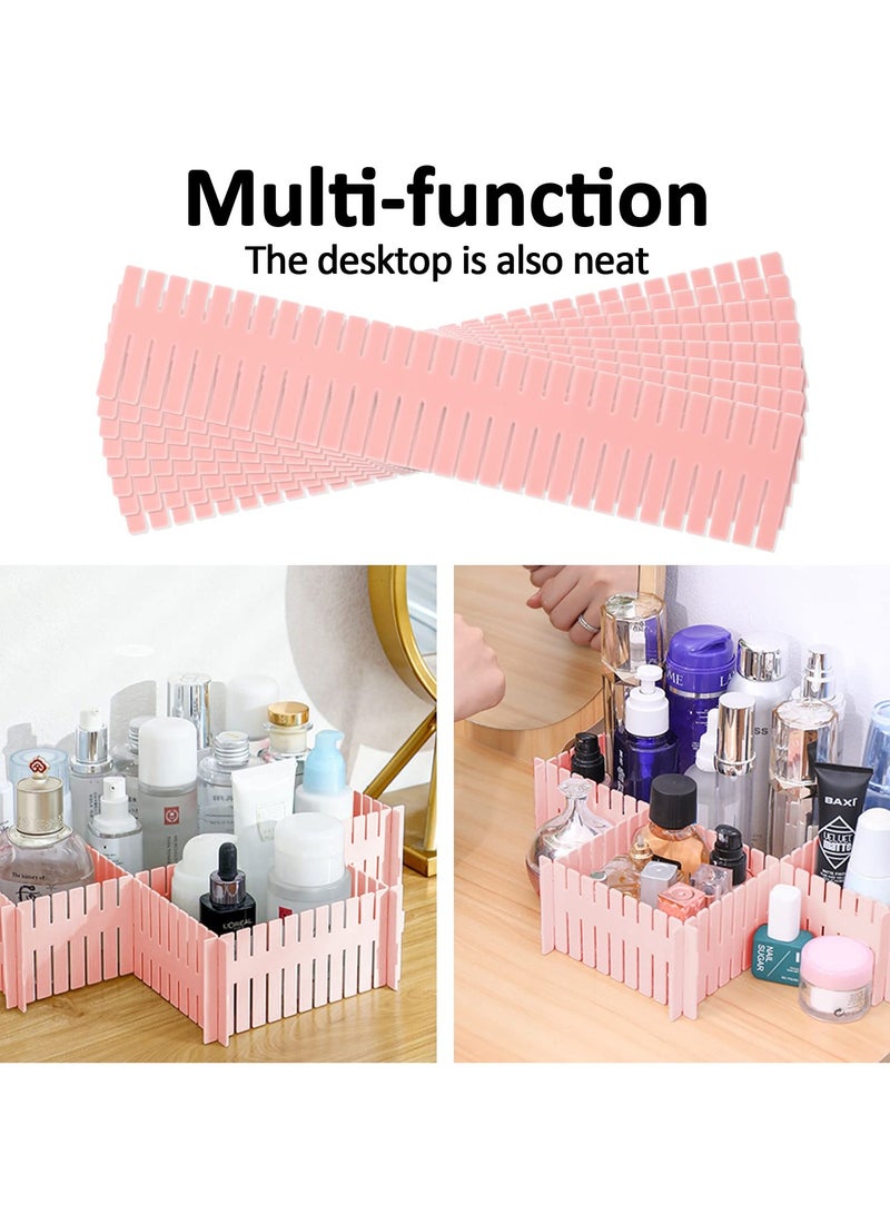 Fasola 14.5 in Pink DIY Grid Drawer Organizer for Socks, 4PC Adjustable Plastic Storage Drawers Divider, Drawer Organizer Grid Dividers, Drawer Partitions for Tie, Bras, Underwear, Makeup (Pink)  - Image 4