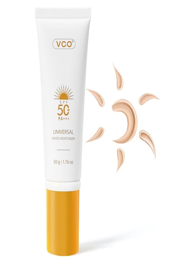 VGO واقي شمس ملون للوجه SPF 50، مرطب ملون مع SPF، واقي شمس للوجه للنساء، مقاوم للعرق خالي من الزيوت بدون أثر أبيض، 1.76 أونصة - Image 1