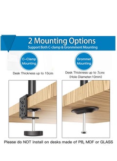 Generic Laptop Monitor Mount Stand with Keyboard Tray, Adjustable Notebook Desk Mount with Clamp and Grommet Mounting Base for 33 to 68cm LCD Computer Screens Up to 10kg, Notebook up to 40cm  - Image 3