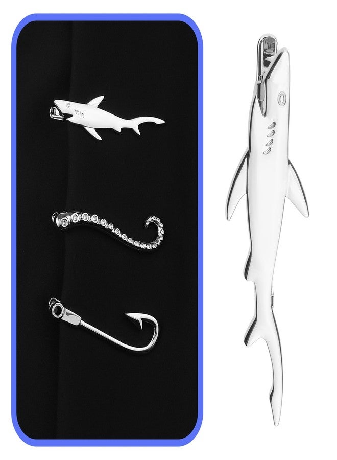 SING F LTD Set with 3Pcs Silver Tie Clips Fish Hook Tie Clip Octopus Limb Tie Clip Shark Tie Clip Clothing Accessories for Men Boys Copper - Image 2
