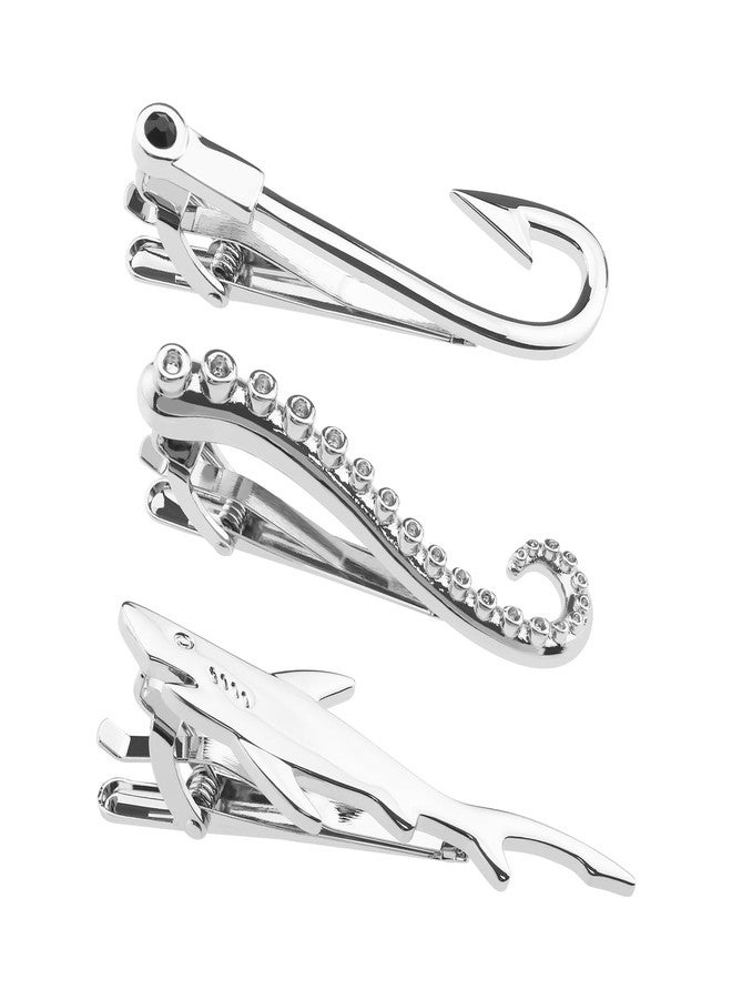 SING F LTD Set with 3Pcs Silver Tie Clips Fish Hook Tie Clip Octopus Limb Tie Clip Shark Tie Clip Clothing Accessories for Men Boys Copper - Image 1