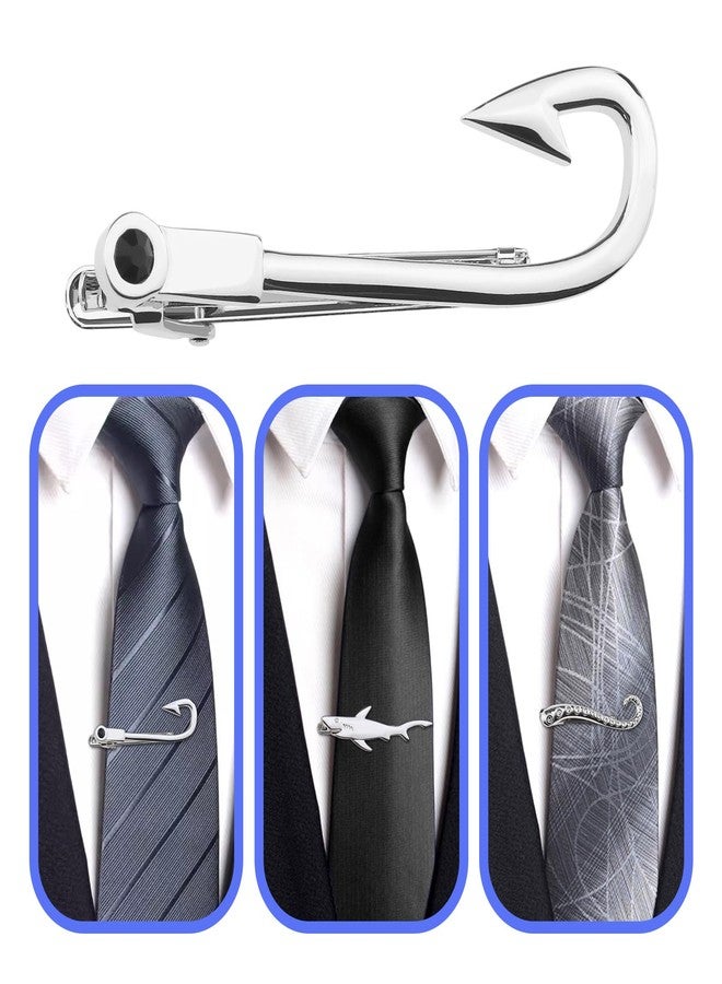 SING F LTD Set with 3Pcs Silver Tie Clips Fish Hook Tie Clip Octopus Limb Tie Clip Shark Tie Clip Clothing Accessories for Men Boys Copper - Image 4