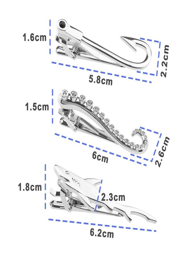 SING F LTD Set with 3Pcs Silver Tie Clips Fish Hook Tie Clip Octopus Limb Tie Clip Shark Tie Clip Clothing Accessories for Men Boys Copper - Image 3