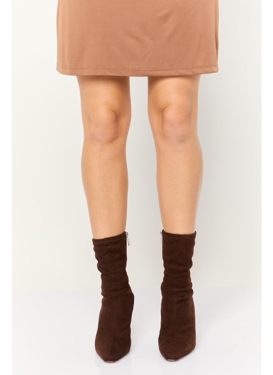 STEVE MADDEN Women Zipper Closure Mid Calf-Length Boots, Dark Brown  - Image 1