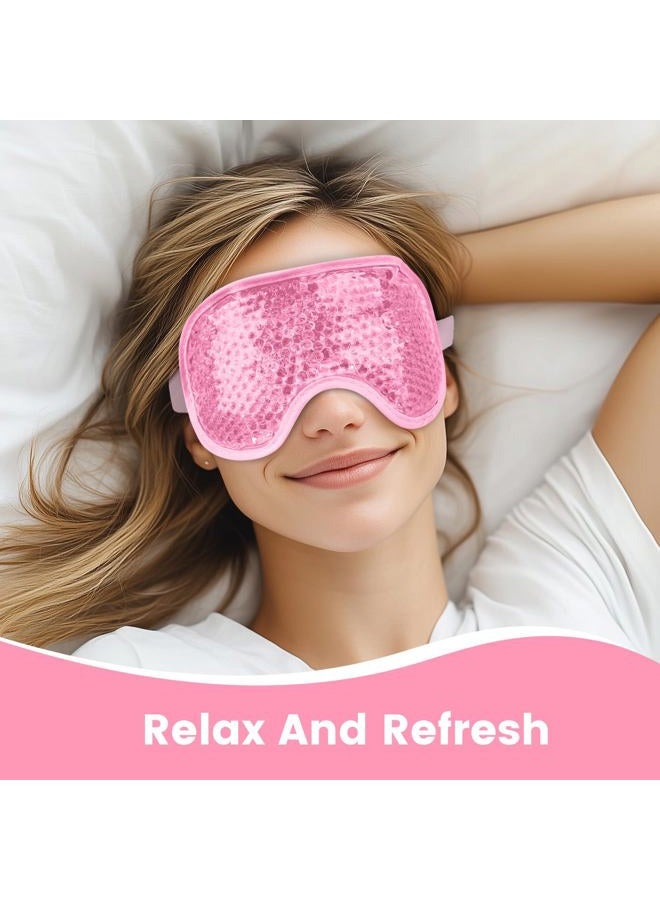 NEWGO Cooling Gel Cold Eye Mask for Puffy Eyes, Reusable Ice Pack with Soft Plush Backing for Dark Circles, Migraine, Stress Relief - Pink - Image 5
