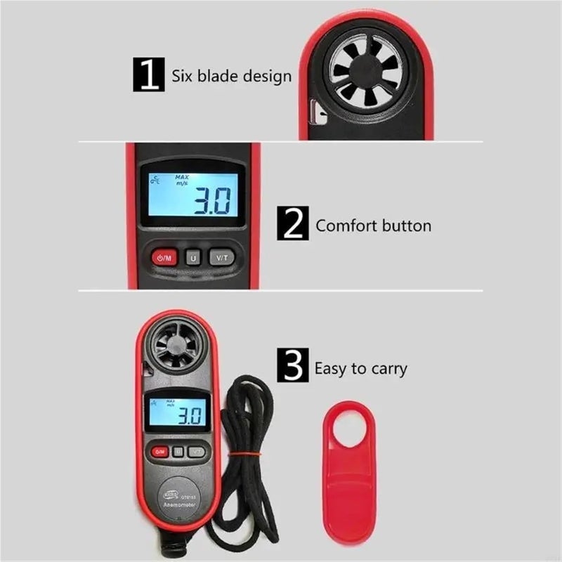 ترقية 72XD مقياس شدة الرياح المضغوط الحساس الدقيق لقياس درجة حرارة الرياح لعشاق الطقس - Image 3