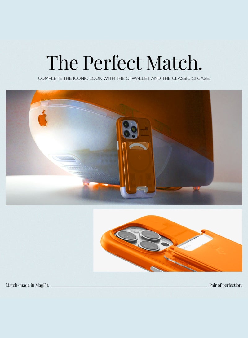 Spigen Ultra Hybrid (MagFit) Magnetic MagSafe Wallet Card Holder [3-4 Cards] for iPhone 16 Pro Max / 16 Pro / 16 Plus / 16 / iPhone 15/14/13/12 series - Classic C1 Tangerine  - Image 4