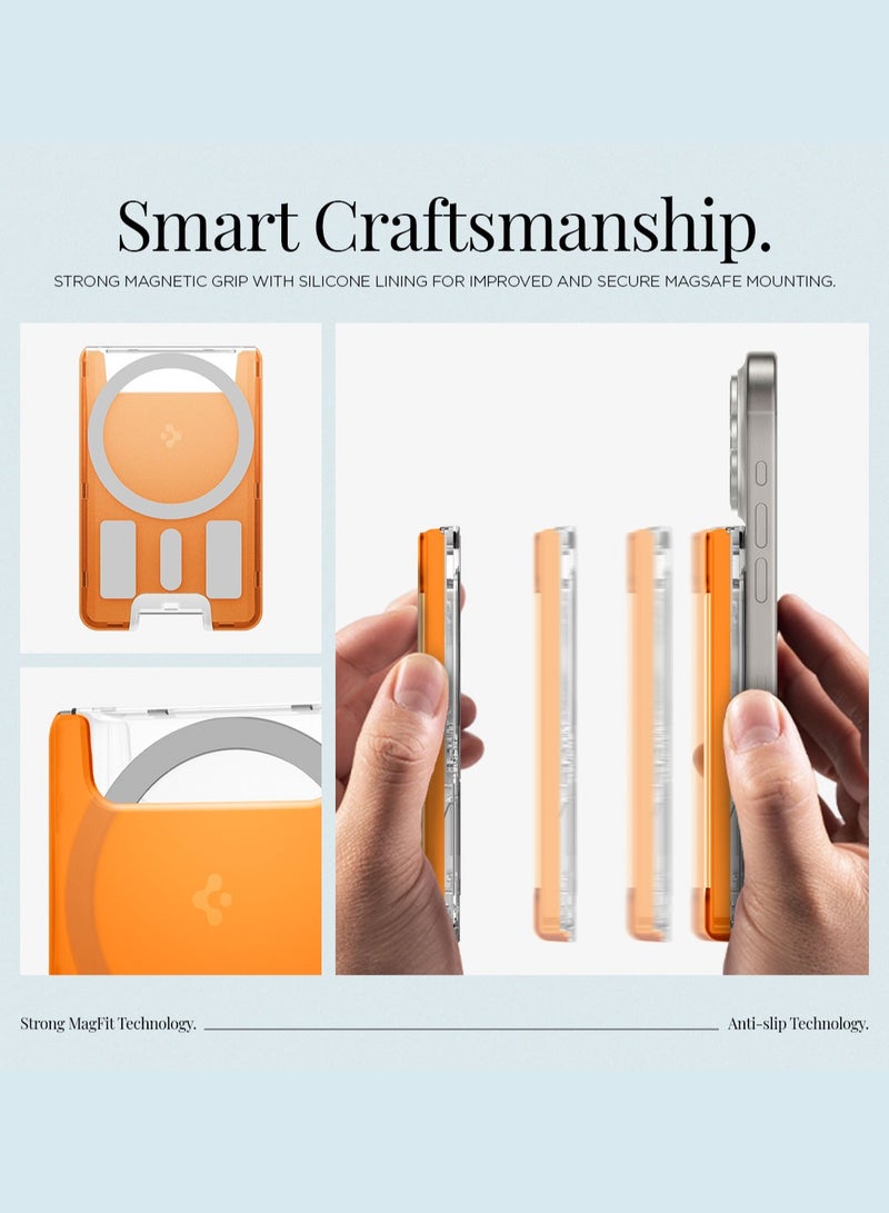 Spigen Ultra Hybrid (MagFit) Magnetic MagSafe Wallet Card Holder [3-4 Cards] for iPhone 16 Pro Max / 16 Pro / 16 Plus / 16 / iPhone 15/14/13/12 series - Classic C1 Tangerine  - Image 5