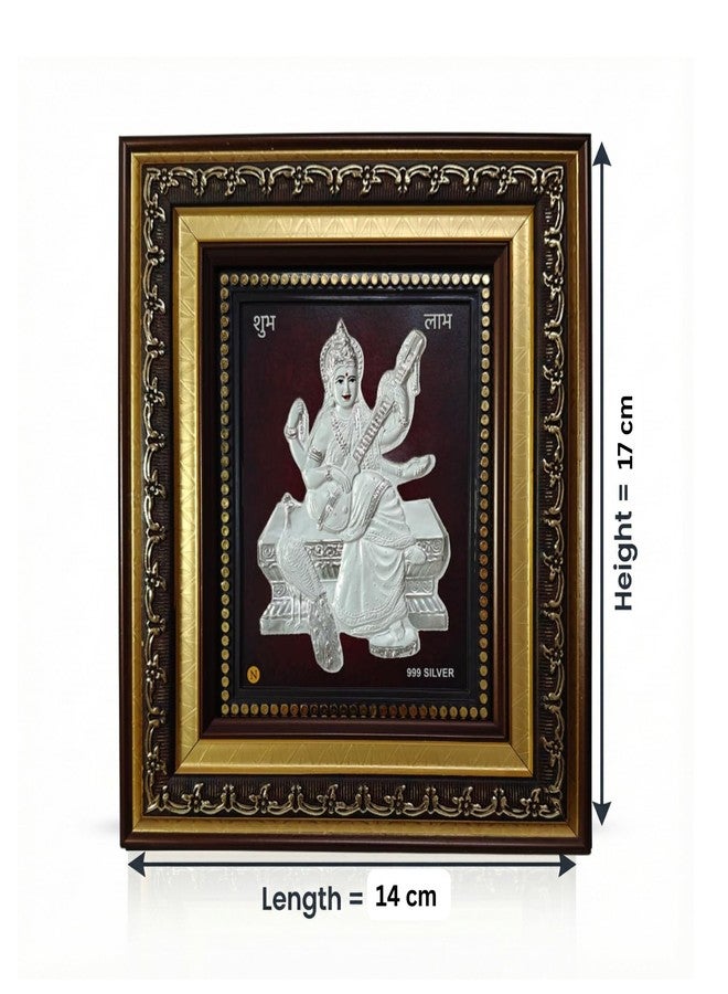 ARTSMINE Silver Saraswati Wall Frame – 999 Silver Art|Premium Finish|Auspicious Spiritual Décor|Ideal for Pooja & Gifting – 1 Unit - Image 2