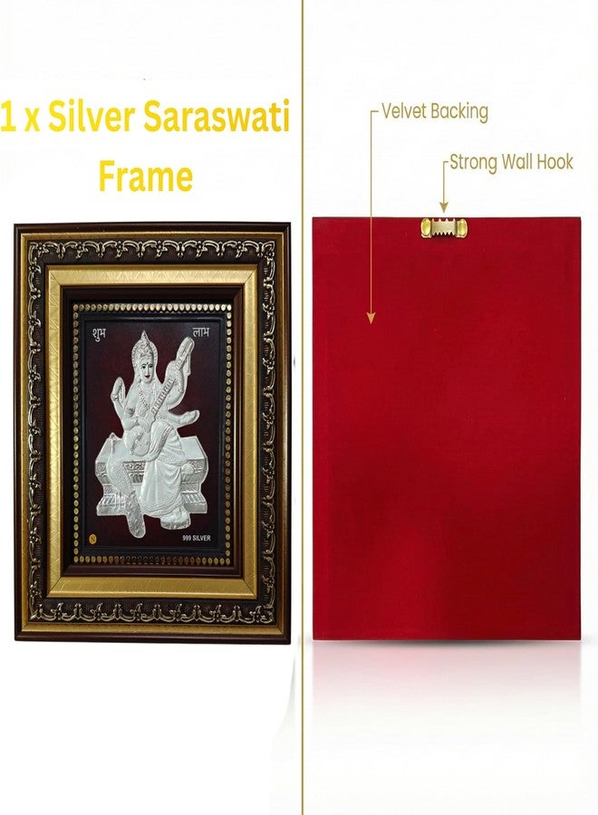 ARTSMINE Silver Saraswati Wall Frame – 999 Silver Art|Premium Finish|Auspicious Spiritual Décor|Ideal for Pooja & Gifting – 1 Unit - Image 4