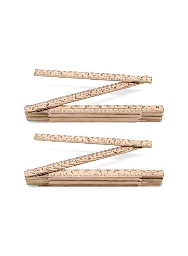 بروماس 2 حزمة من القاعدة الخشبية القابلة للطي، مسطرة قابلة للطي 6.5FT 2M مع قياسات بوصة ومتري لمهندسي الكهرباء النجارين - Image 1