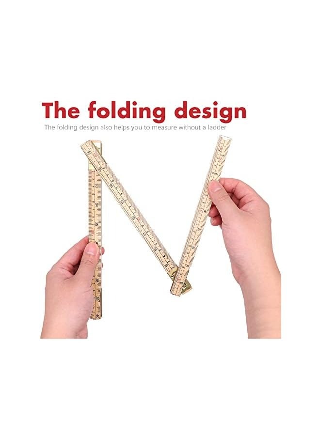 بروماس 2 حزمة من القاعدة الخشبية القابلة للطي، مسطرة قابلة للطي 6.5FT 2M مع قياسات بوصة ومتري لمهندسي الكهرباء النجارين - Image 2