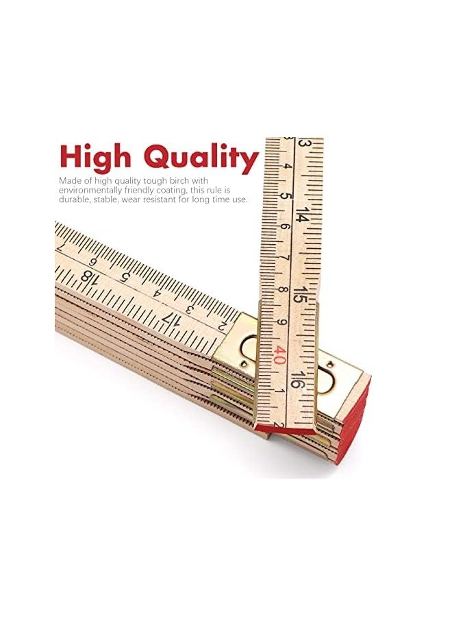 بروماس 2 حزمة من القاعدة الخشبية القابلة للطي، مسطرة قابلة للطي 6.5FT 2M مع قياسات بوصة ومتري لمهندسي الكهرباء النجارين - Image 3