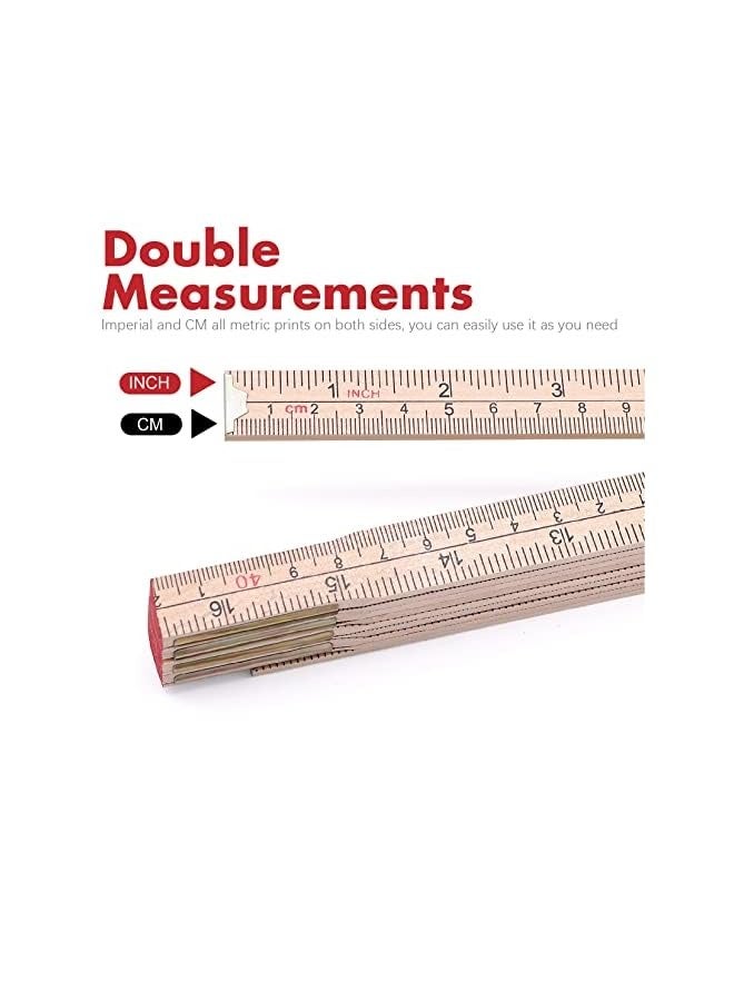 بروماس 2 حزمة من القاعدة الخشبية القابلة للطي، مسطرة قابلة للطي 6.5FT 2M مع قياسات بوصة ومتري لمهندسي الكهرباء النجارين - Image 4