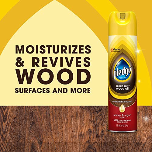 Pledge Moisturizing Wood Oil, Furniture Reviving Spray, Amber & Argan Scent, 9.7oz - Image 3